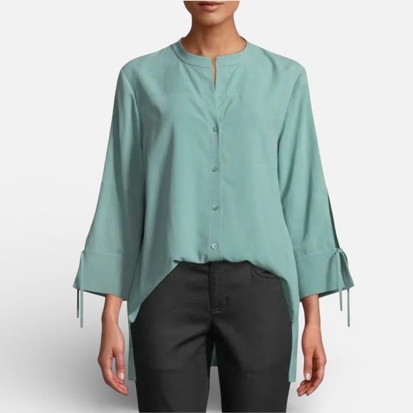 Eileen Fisher Tops - Eileen Fisher Fuji Silk 3/4-Sleeve Blouse in Elm Size Medium